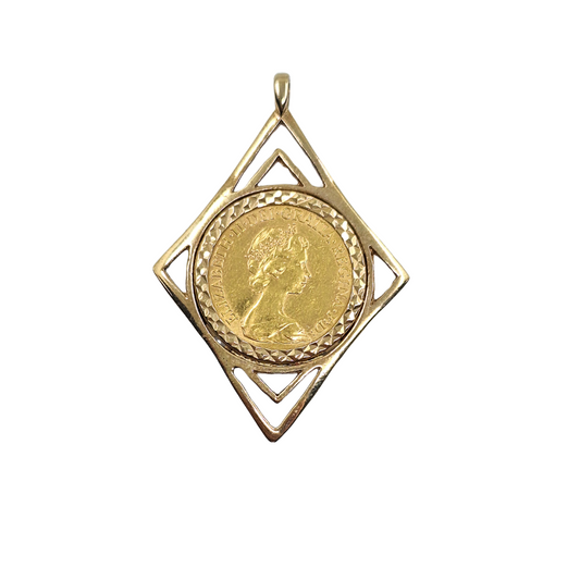9ct/22ct Yellow Gold Full Sovereign Pendant 1978