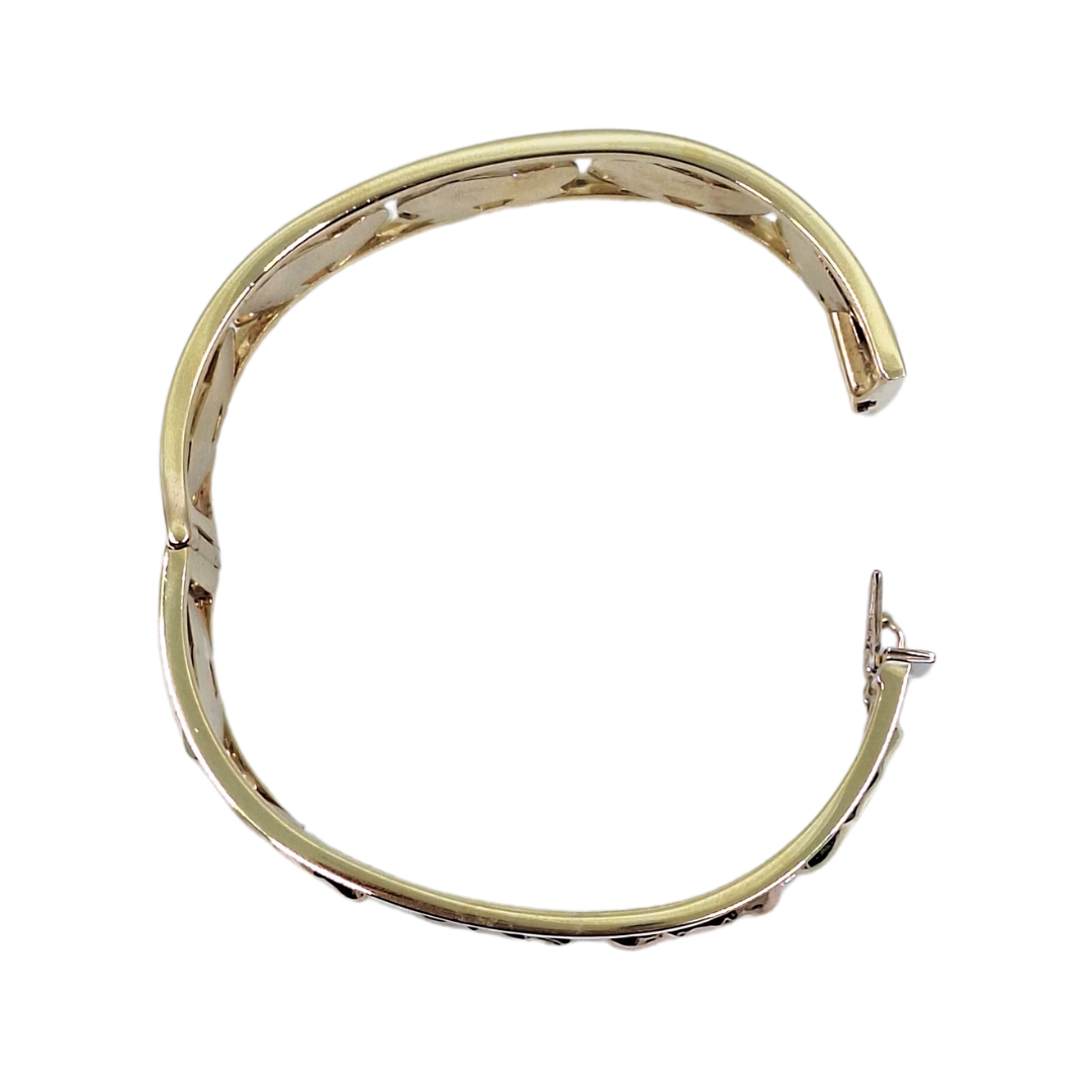 9ct Three Colour Gold Wide Elephant Bangle