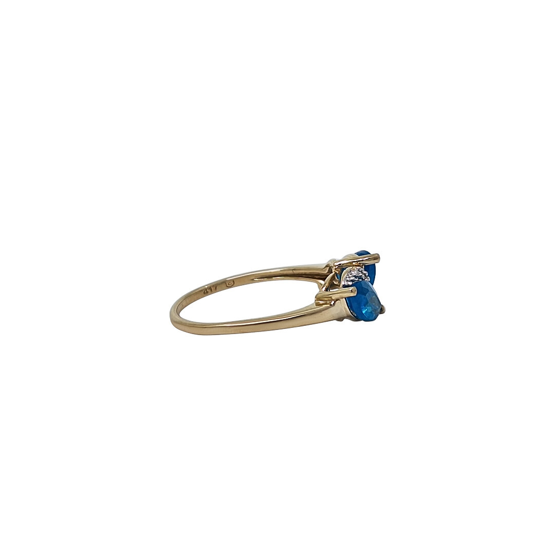 9ct Yellow Gold Neon Apatite & Diamond Ring