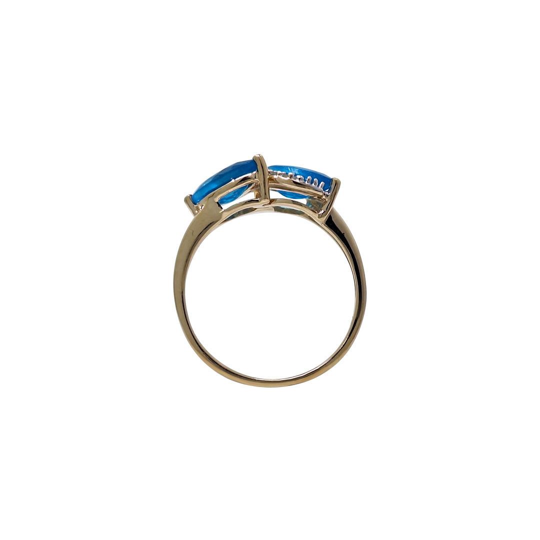 9ct Yellow Gold Neon Apatite & Diamond Ring