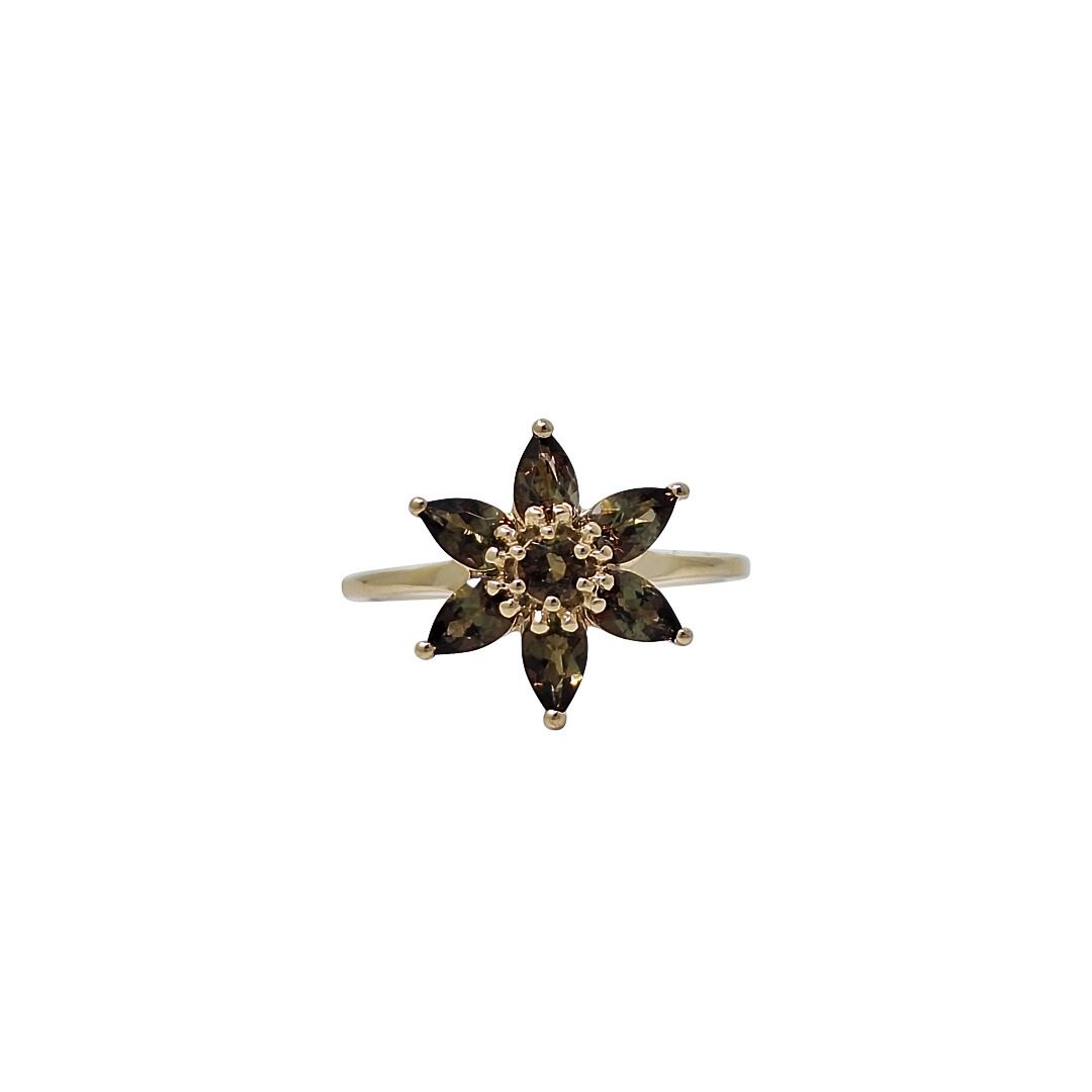 9ct Yellow Gold Sopa Audalusite Flower Ring