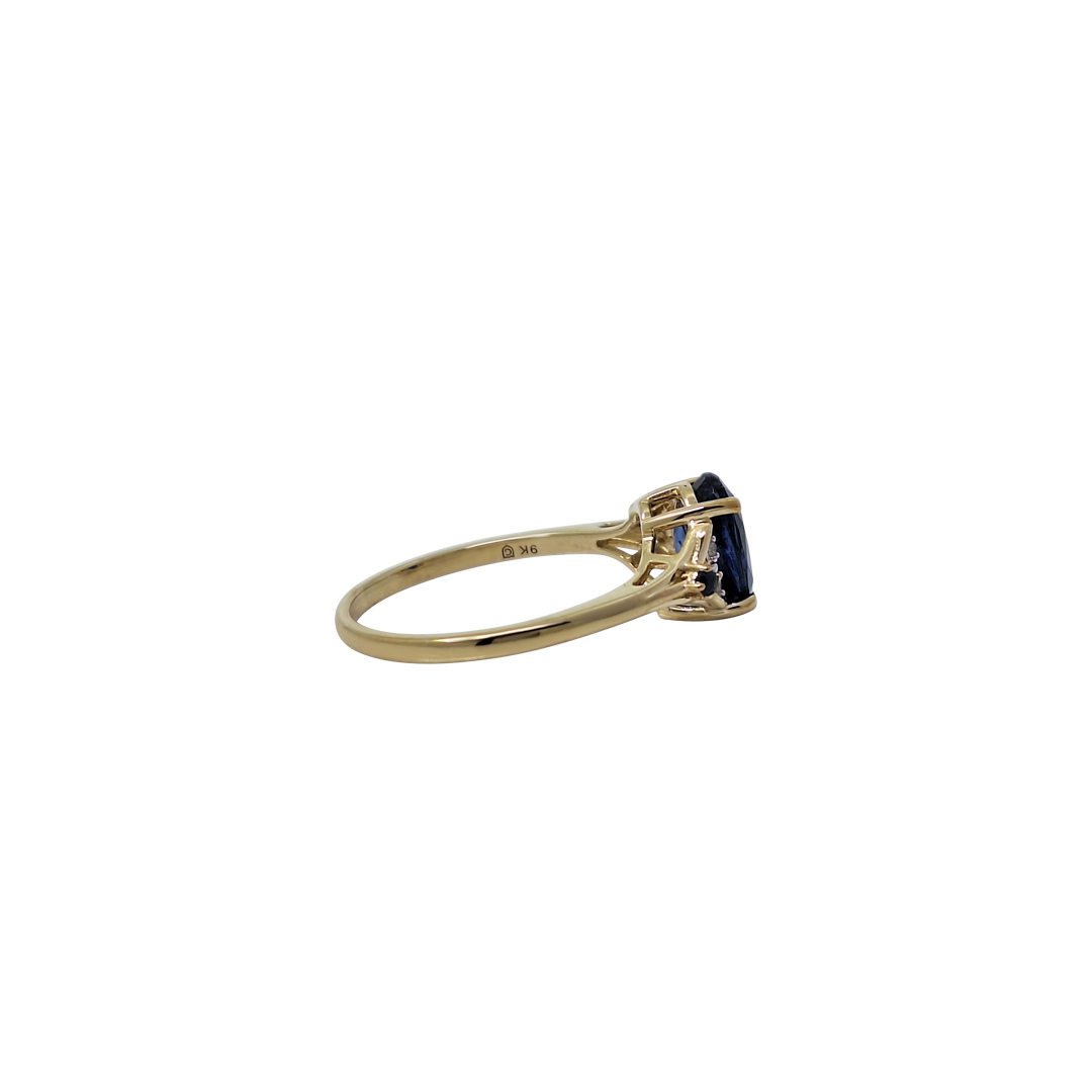 9ct Yellow Gold Nilamani Ceylon Blue Sapphire & Zircon Ring