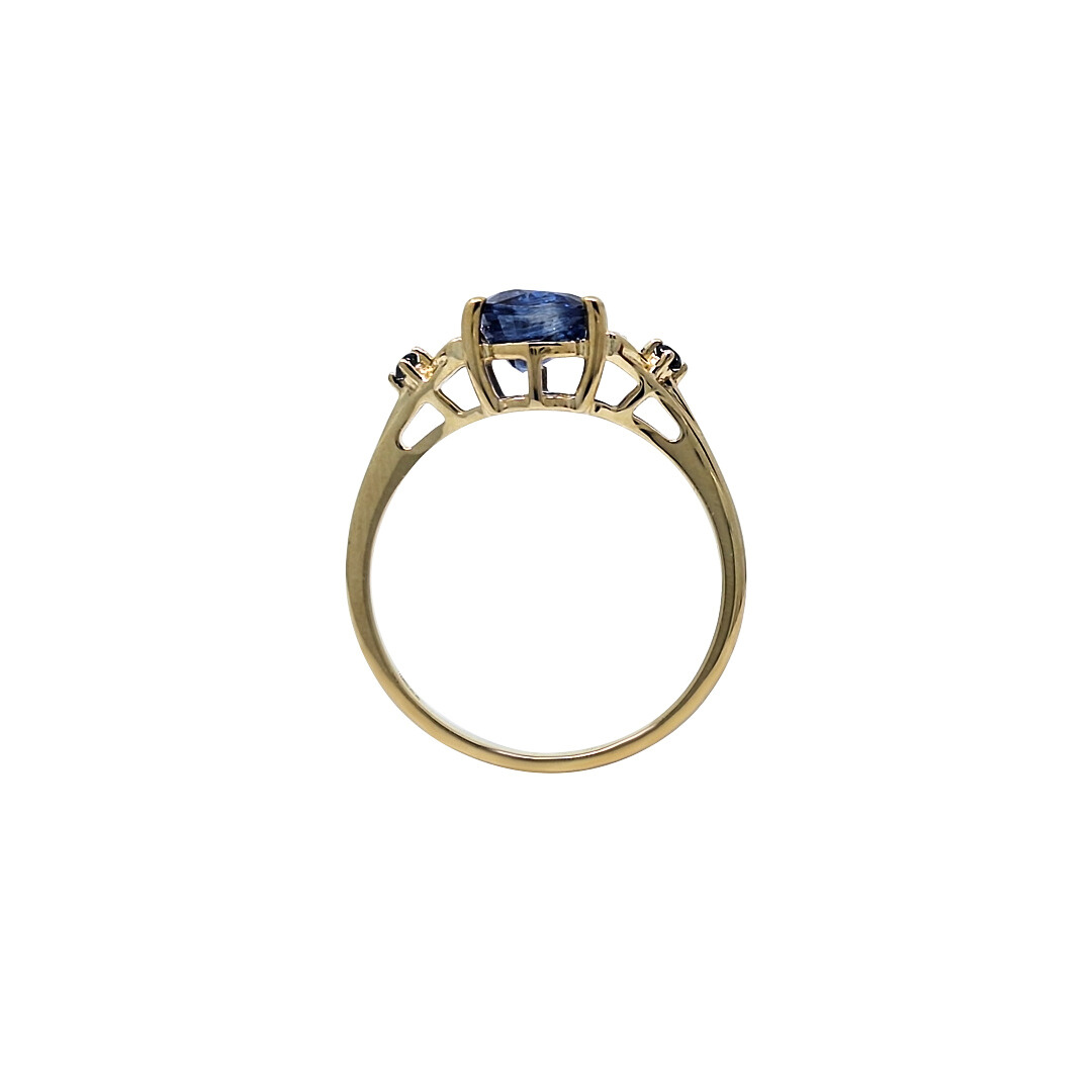 9ct Yellow Gold Nilamani Ceylon Blue Sapphire & Zircon Ring