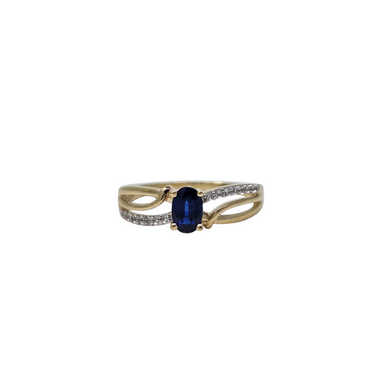 9ct Yellow Gold Nilamani & white topaz ring