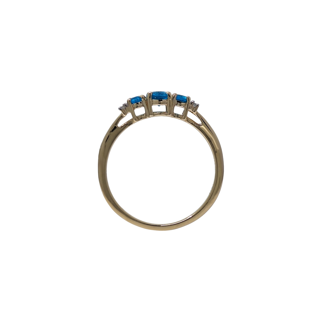 9ct Yellow Gold Neon Apatite & White Zircon Ring