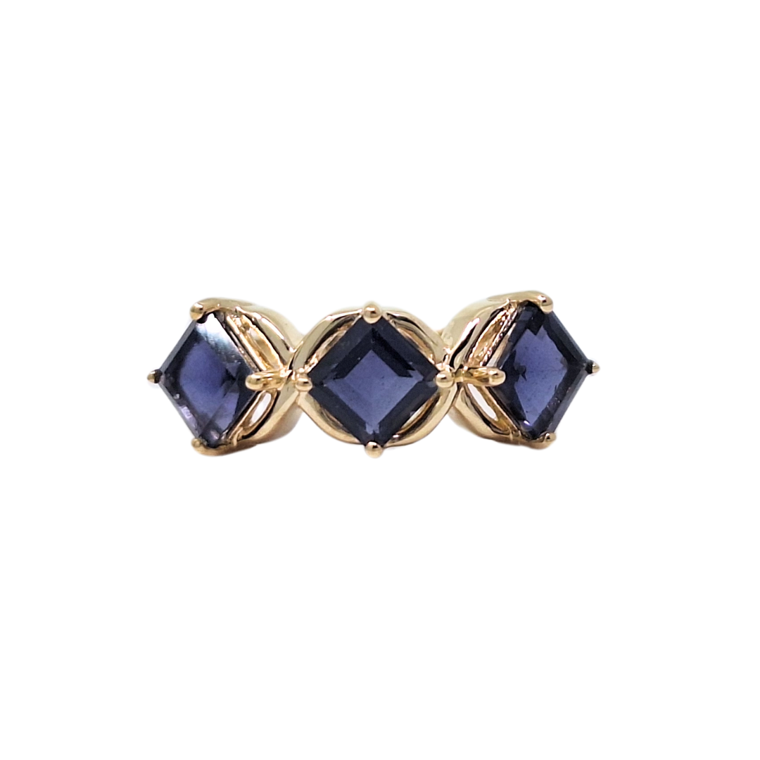 9ct Yellow Gold Bengal Iolite Three Stone Ring