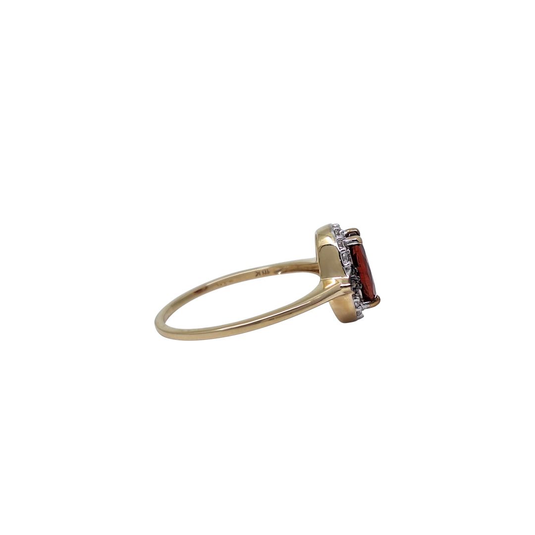 9ct Yellow Gold Red Sapphire & Champagne Diamond Ring