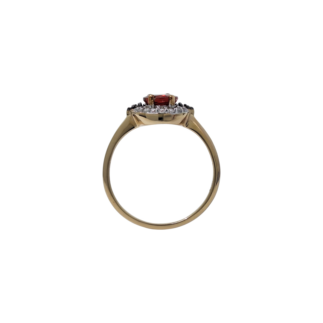 9ct Yellow Gold Red Sapphire & Champagne Diamond Ring