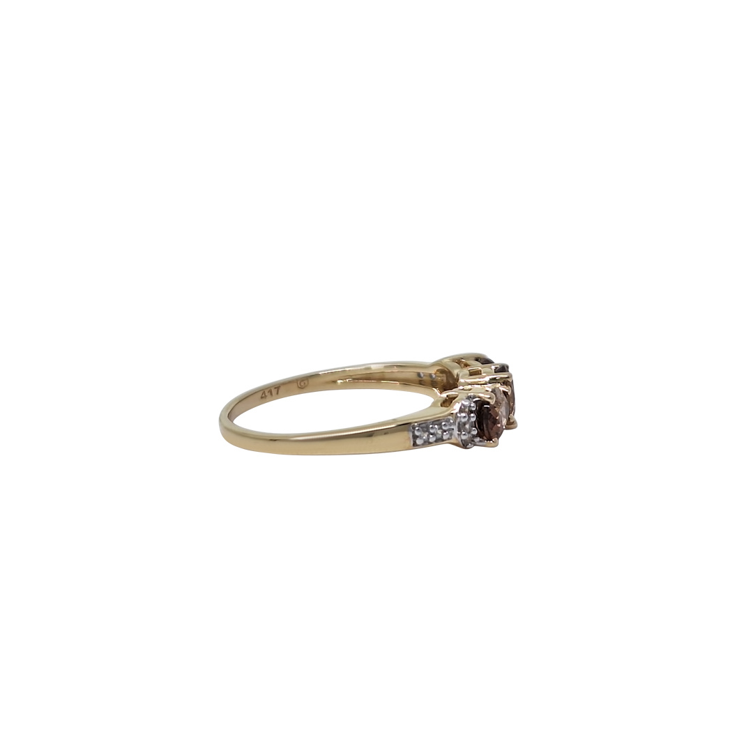 9ct Yellow Gold Audalusite & White Zircon Ring