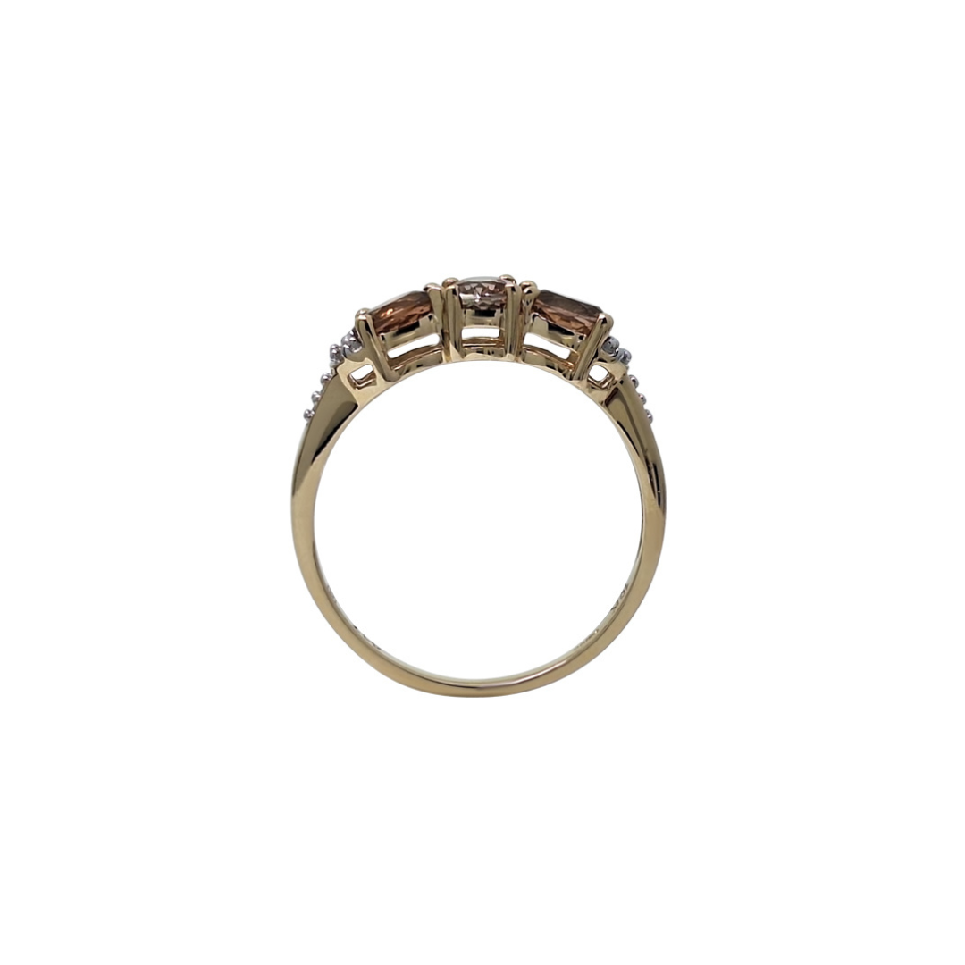 9ct Yellow Gold Audalusite & White Zircon Ring