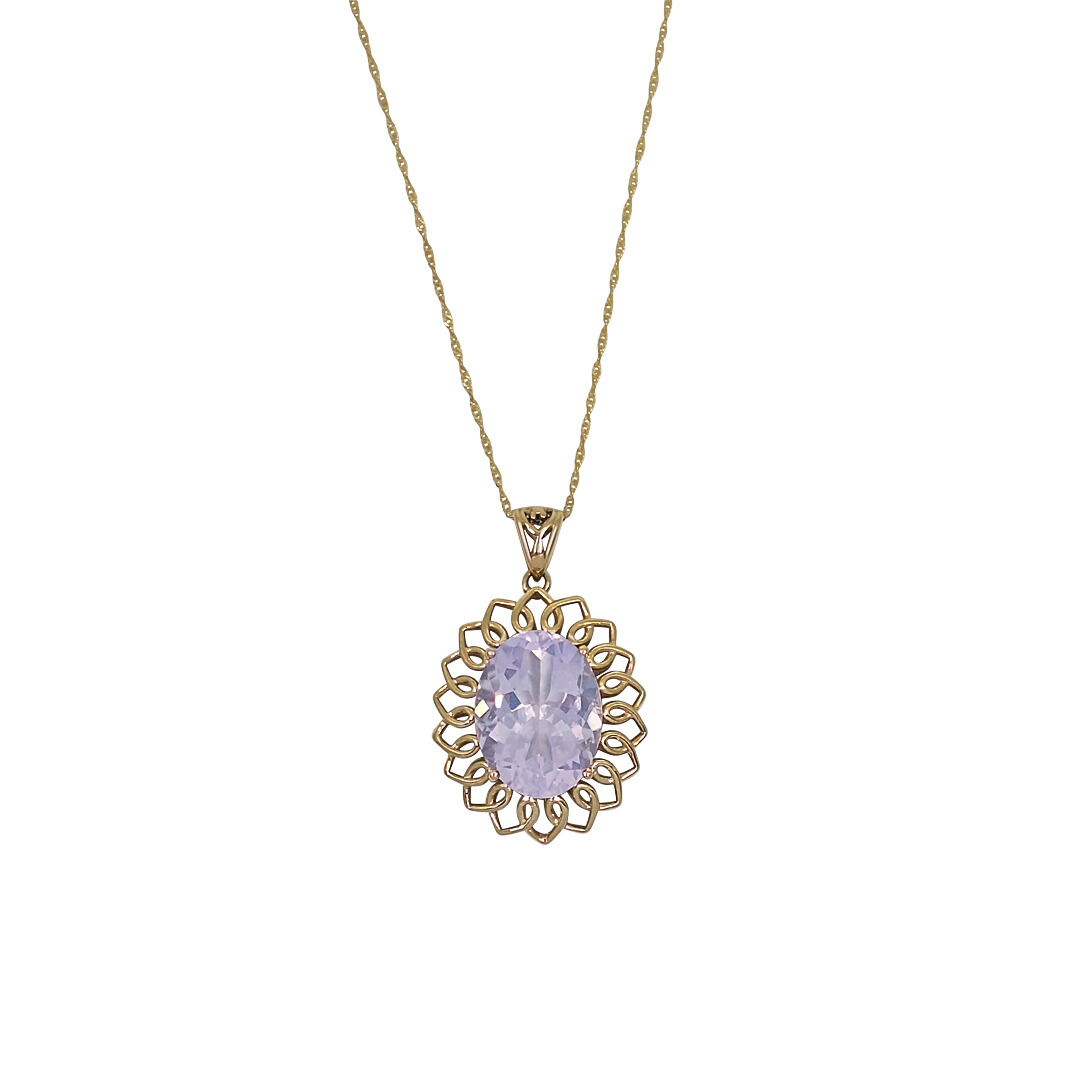 9ct Yellow Gold Lavender Quartz Pendant