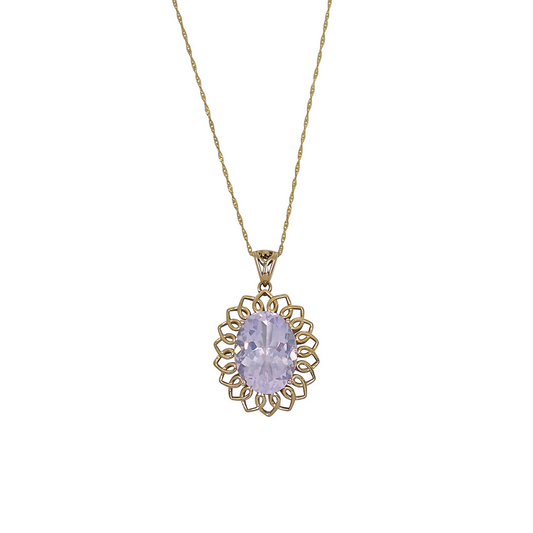 9ct Yellow Gold Lavender Quartz Pendant