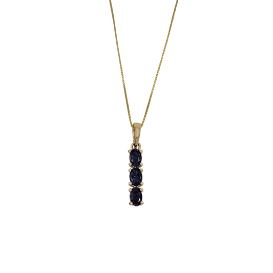 9ct Yellow Gold Iolite Pendant