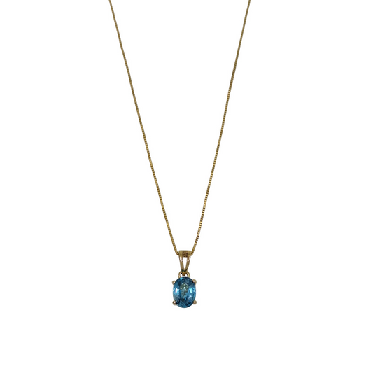 9ct Yellow Gold Blue Zircon Pendant