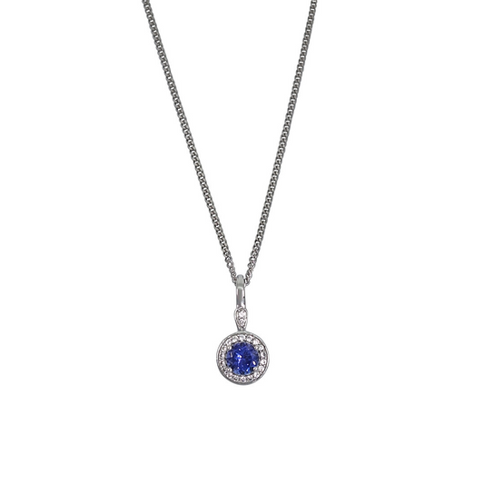 9ct White Gold Tanzanite & White Zircon Pendant