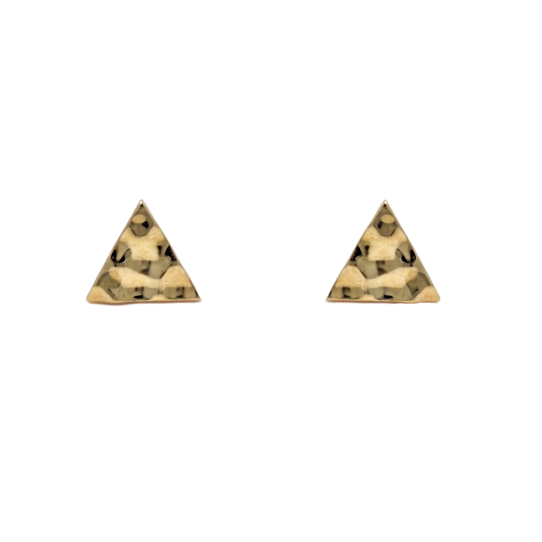 9ct Yellow Gold Triangle Hammered Stud Earrings