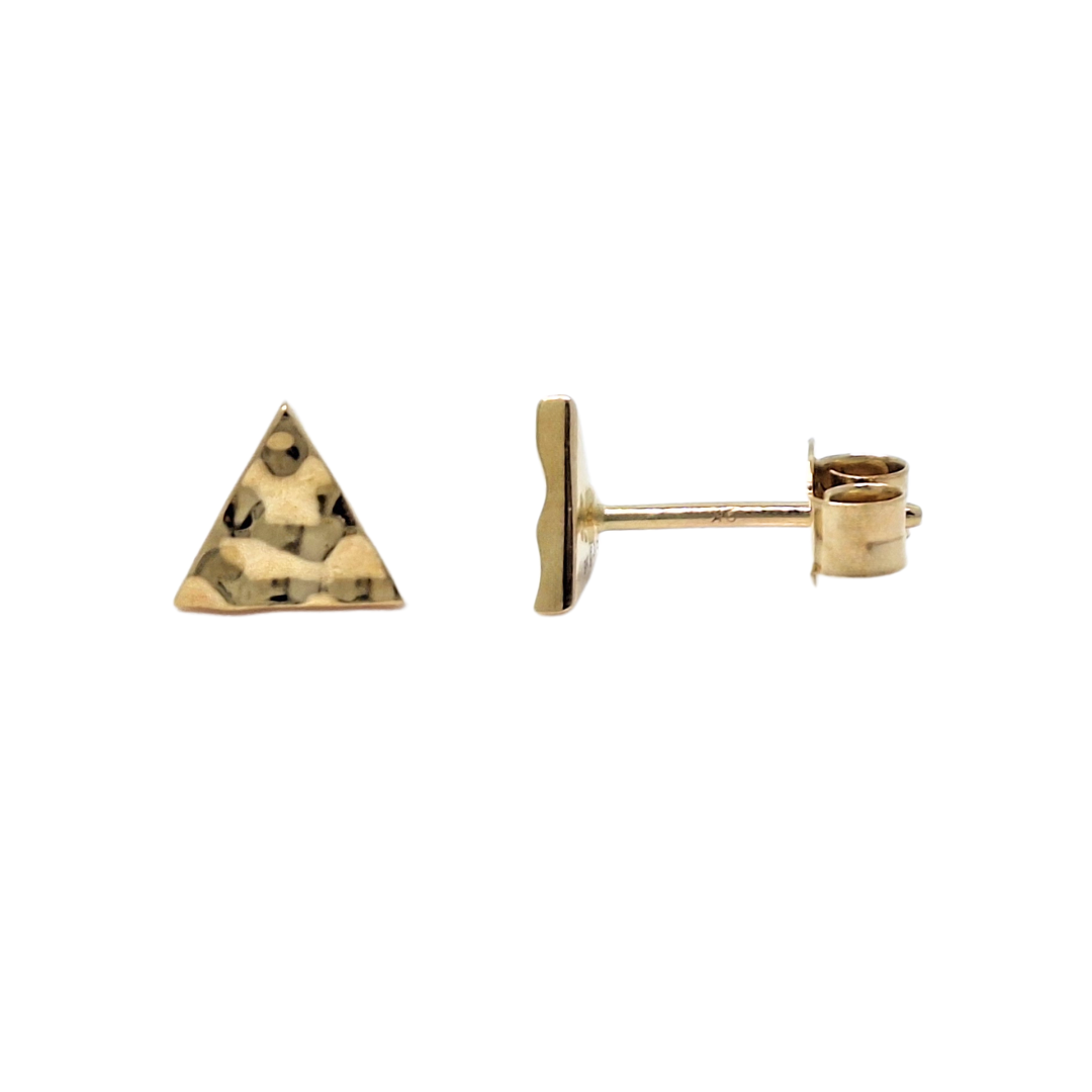 9ct Yellow Gold Triangle Hammered Stud Earrings