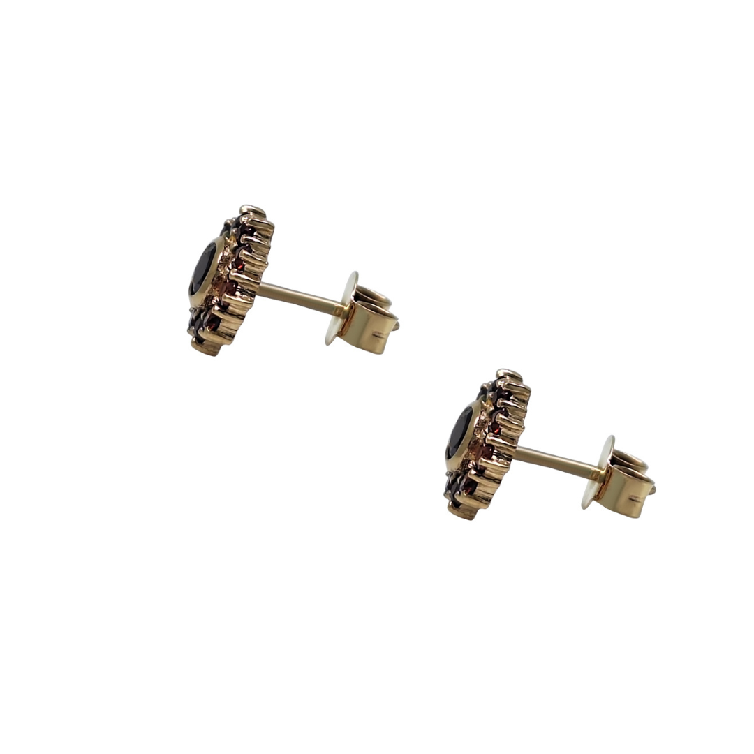 9ct Yellow Gold Garnet Cluster Earrings