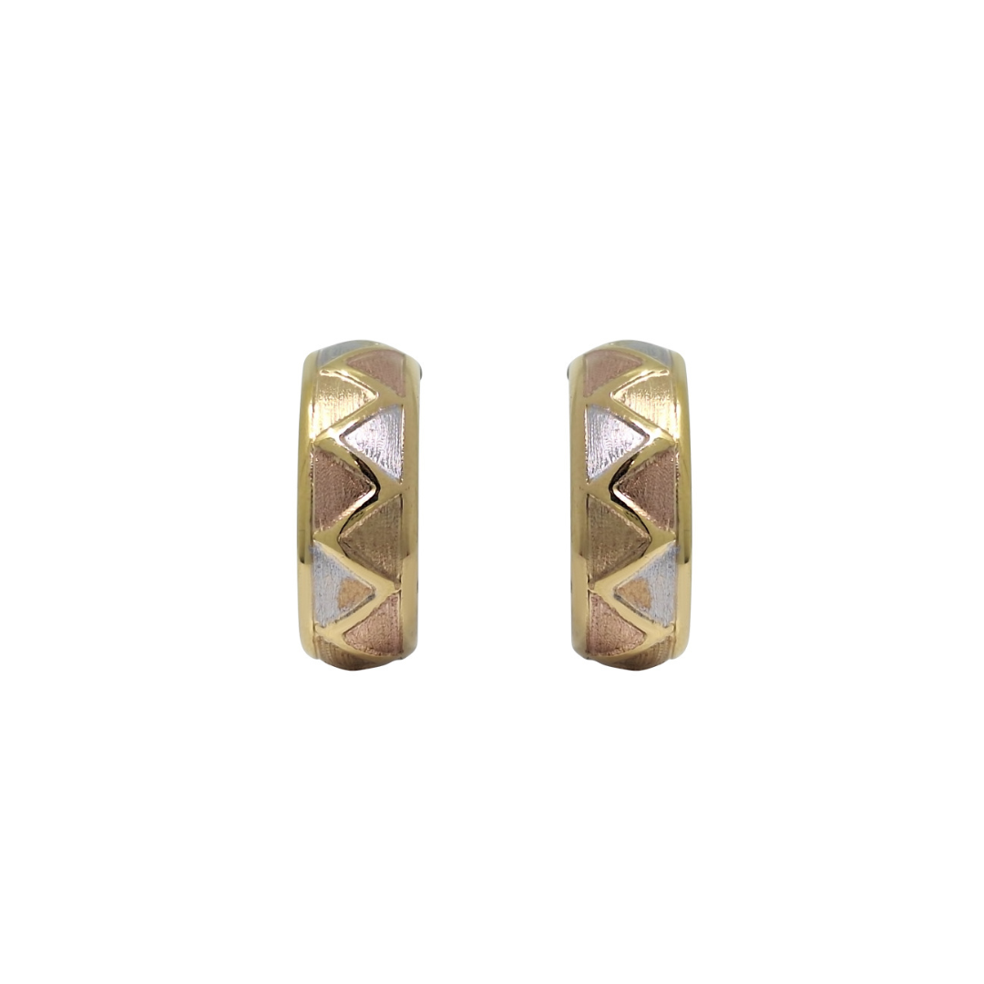 9ct Three Colour Gold Hoop earrings