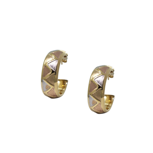 9ct Three Colour Gold Hoop earrings