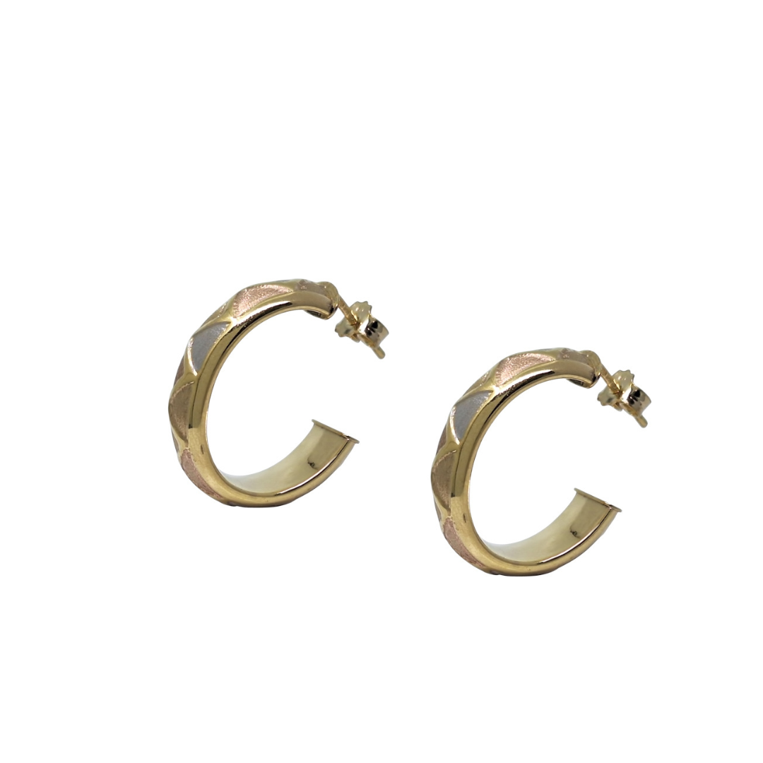 9ct Three Colour Gold Hoop earrings