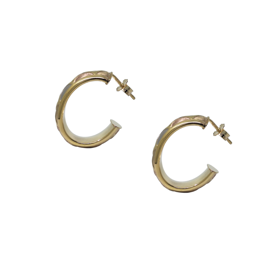 9ct Three Colour Gold Hoop earrings