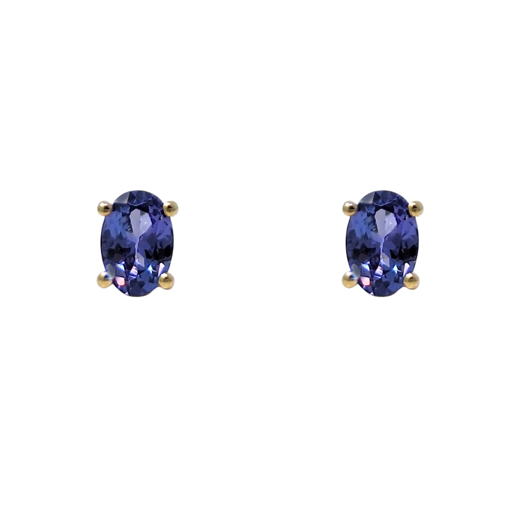 9ct Yellow Gold Tanzanite Stud Earrings