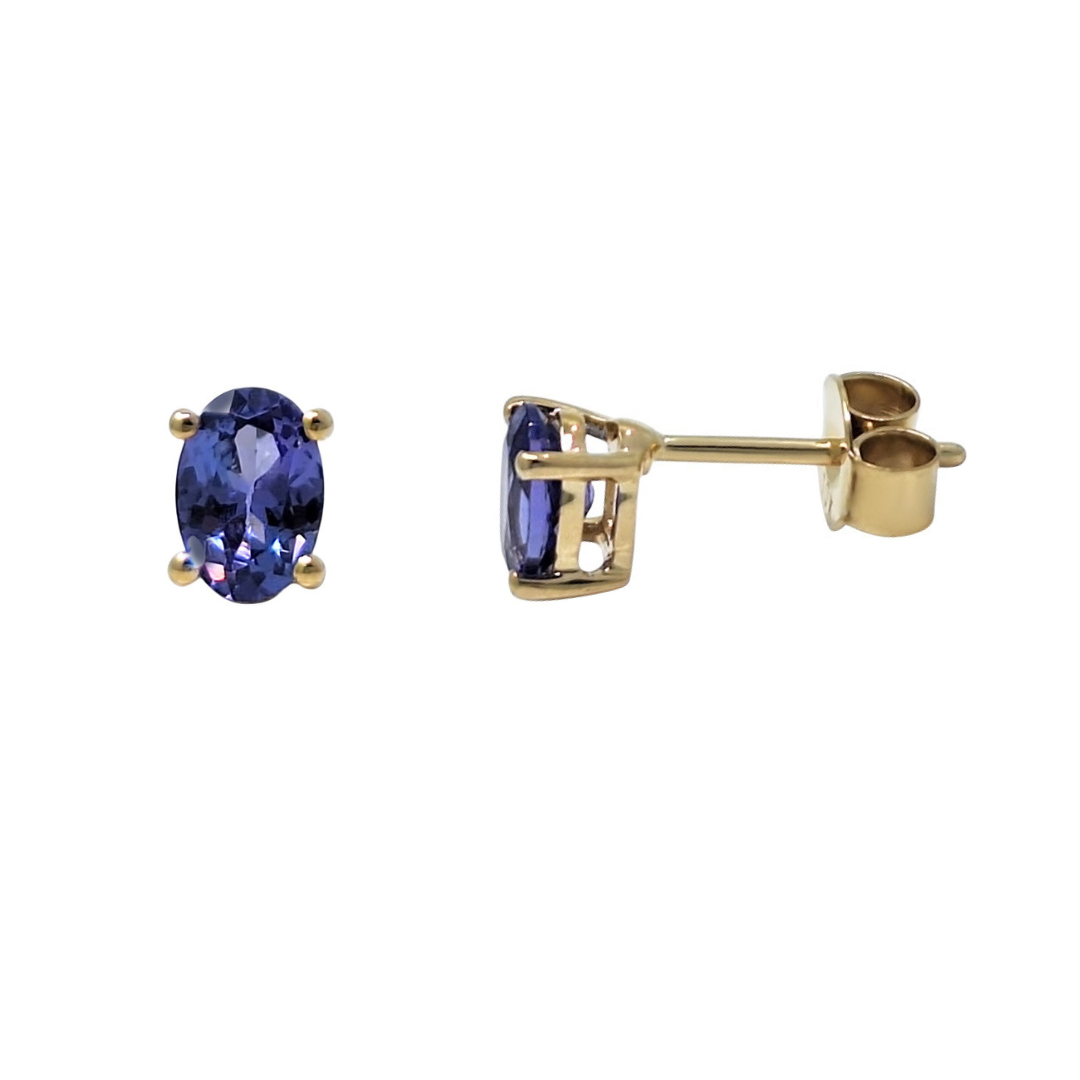 9ct Yellow Gold Tanzanite Stud Earrings