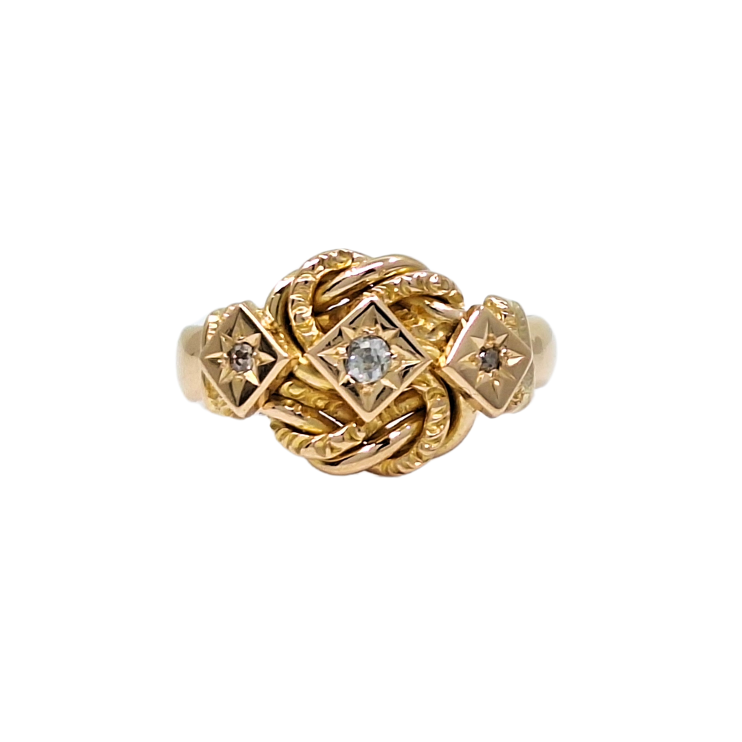 18ct Yellow Gold Diamond Set Knot Ring