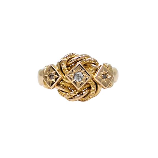 18ct Yellow Gold Diamond Set Knot Ring