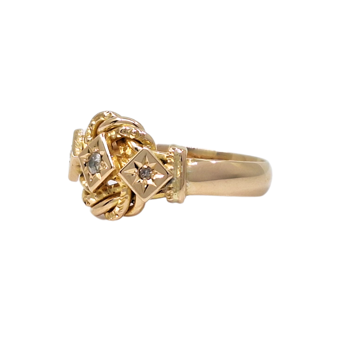 18ct Yellow Gold Diamond Set Knot Ring