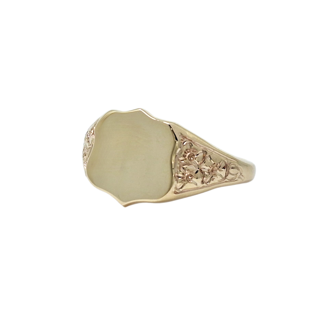 9ct Yellow Gold Shield Signet Ring