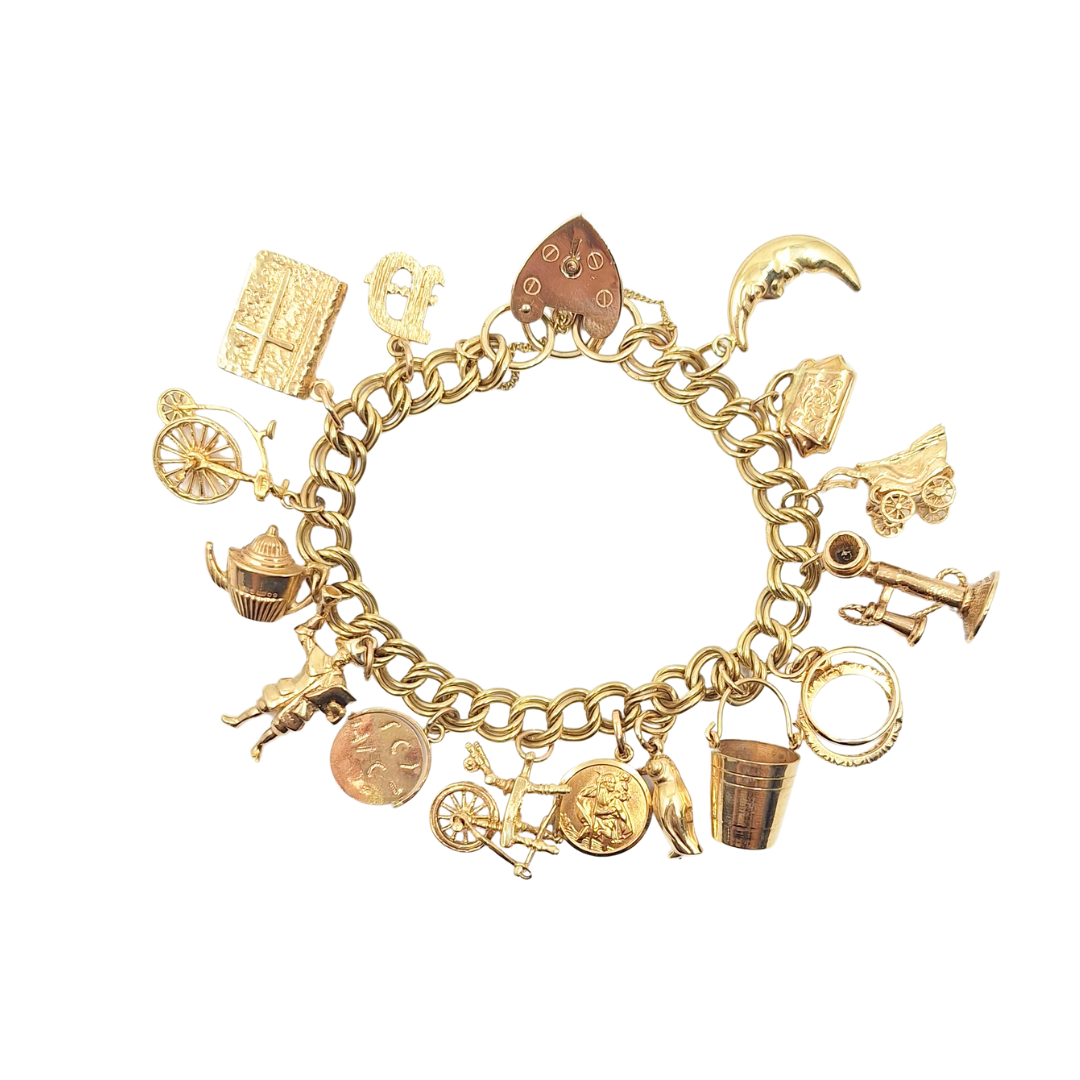 9ct Yellow Gold Charm Bracelet With Charms