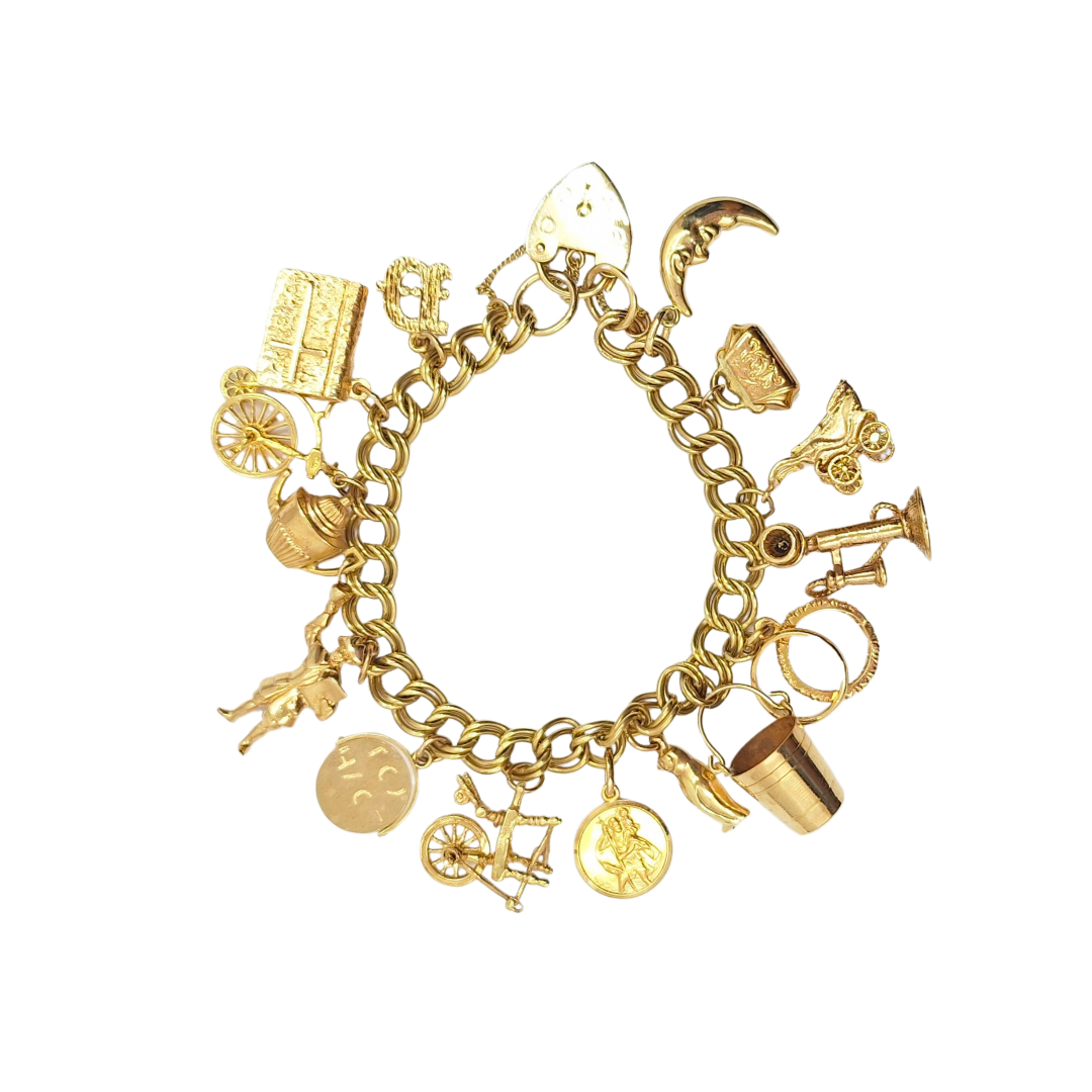 9ct Yellow Gold Charm Bracelet With Charms