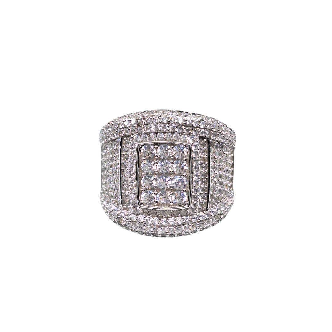 Silver Cubic Zirconia Wide Band Ring