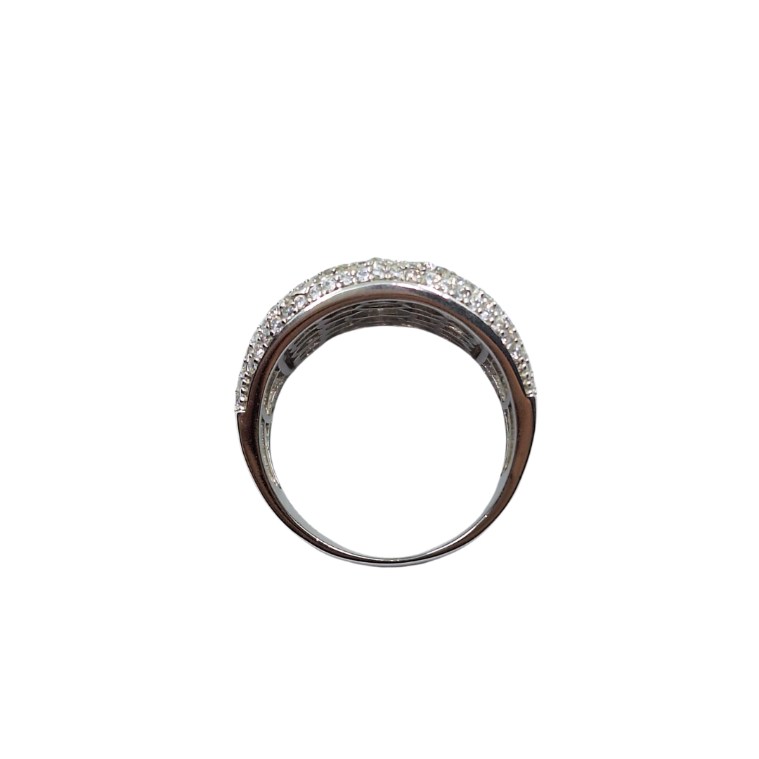 Silver Cubic Zirconia Wide Band Ring