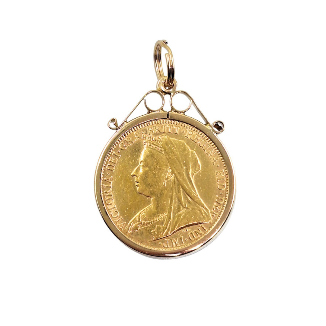 9ct Yellow Gold Full Sovereign Pendant 1893