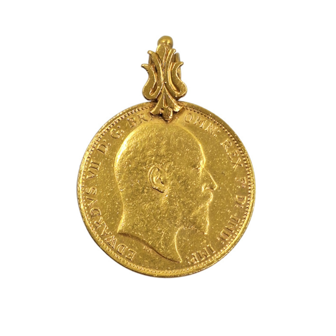 1903 Full Sovereign Fancy Tulip Pendant