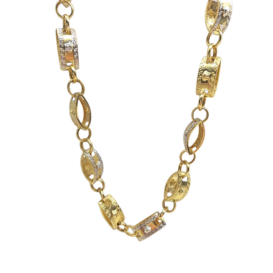 14ct Gold Bi Colour Versace Style Chain 24"