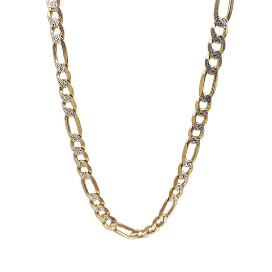 9ct Yellow & White Gold Figaro Chain 24.5"