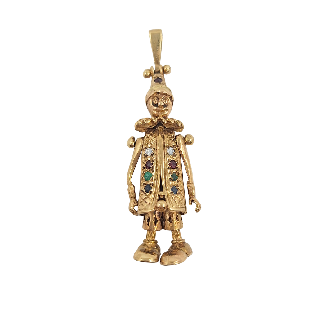 9ct Yellow Gold Clown Pendant
