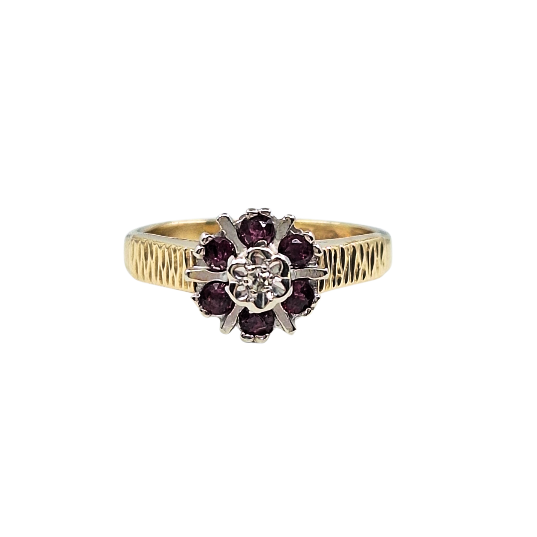 9ct Yellow Gold Ruby & Diamond Ring