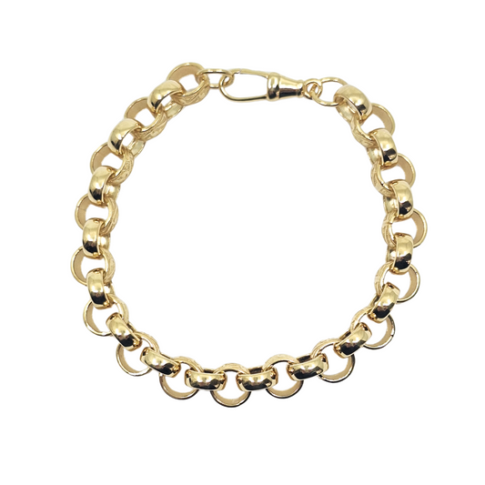 9ct Yellow Gold Pattern & Plain Belcher Bracelet