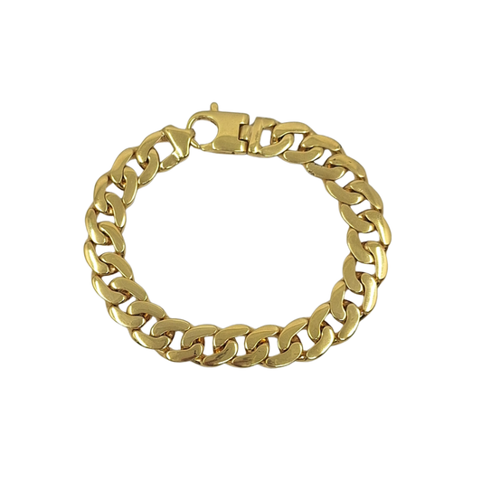 9ct Yellow Gold Solid Curb Bracelet 8.5"