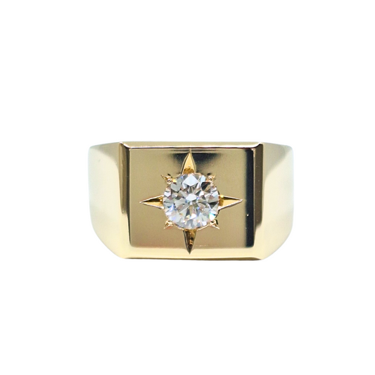 9ct Yellow Gold Gents Ethical Diamond Signet Ring 1.02ct