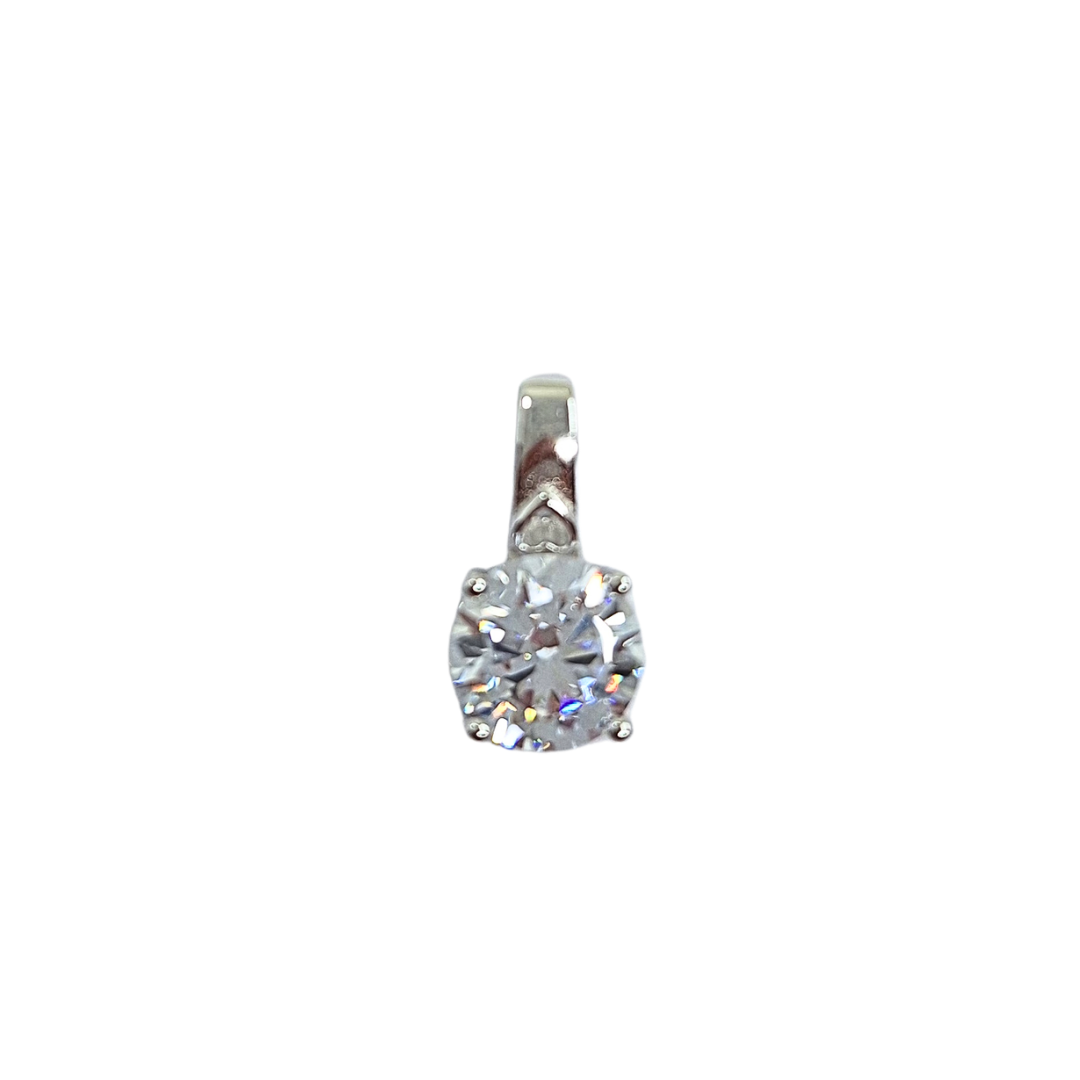 Silver 8mm Round Cubic Zirconia Pendant