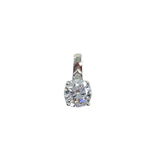 Silver 8mm Round Cubic Zirconia Pendant