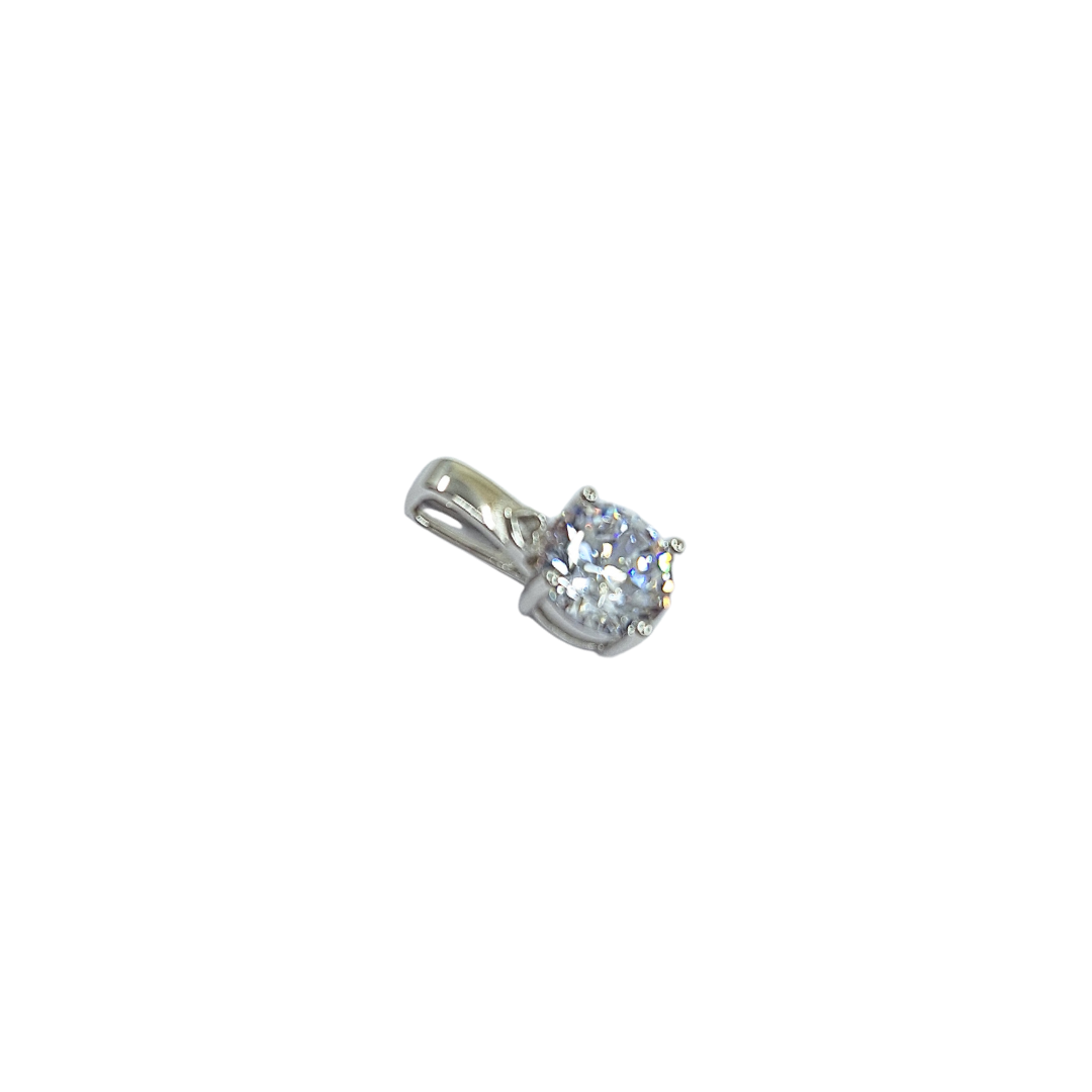 Silver 8mm Round Cubic Zirconia Pendant