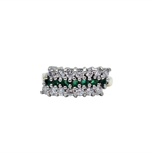 18ct Yellow Gold Emerald & Diamond Band Ring