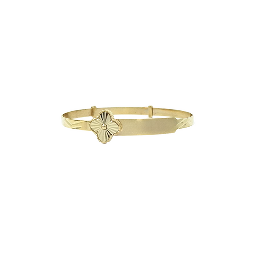 9ct Yellow Gold Baby Clover Identity Bangle